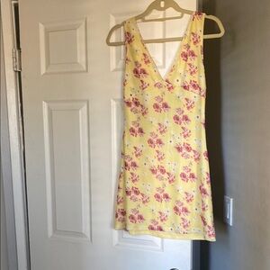 Floral Yellow Dress with Pink Accents